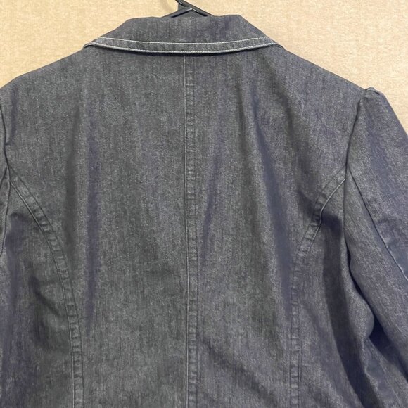 Cato Denim Jacket Women's XL Black Pockets Silver Metallic Thread - Picture 9 of 11